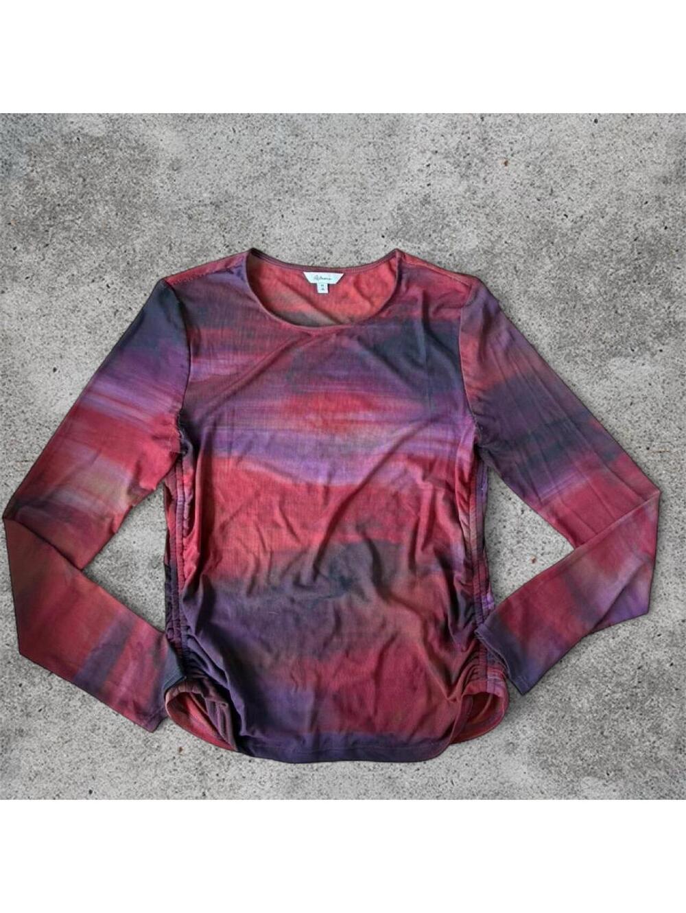 Reitmans red/purple mesh long sleeve top